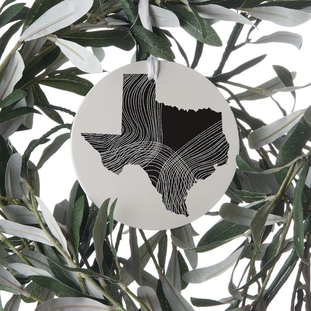 Modern Texas State Shape With Fluid Lines| Wood Ornament | Eaches | Min 6