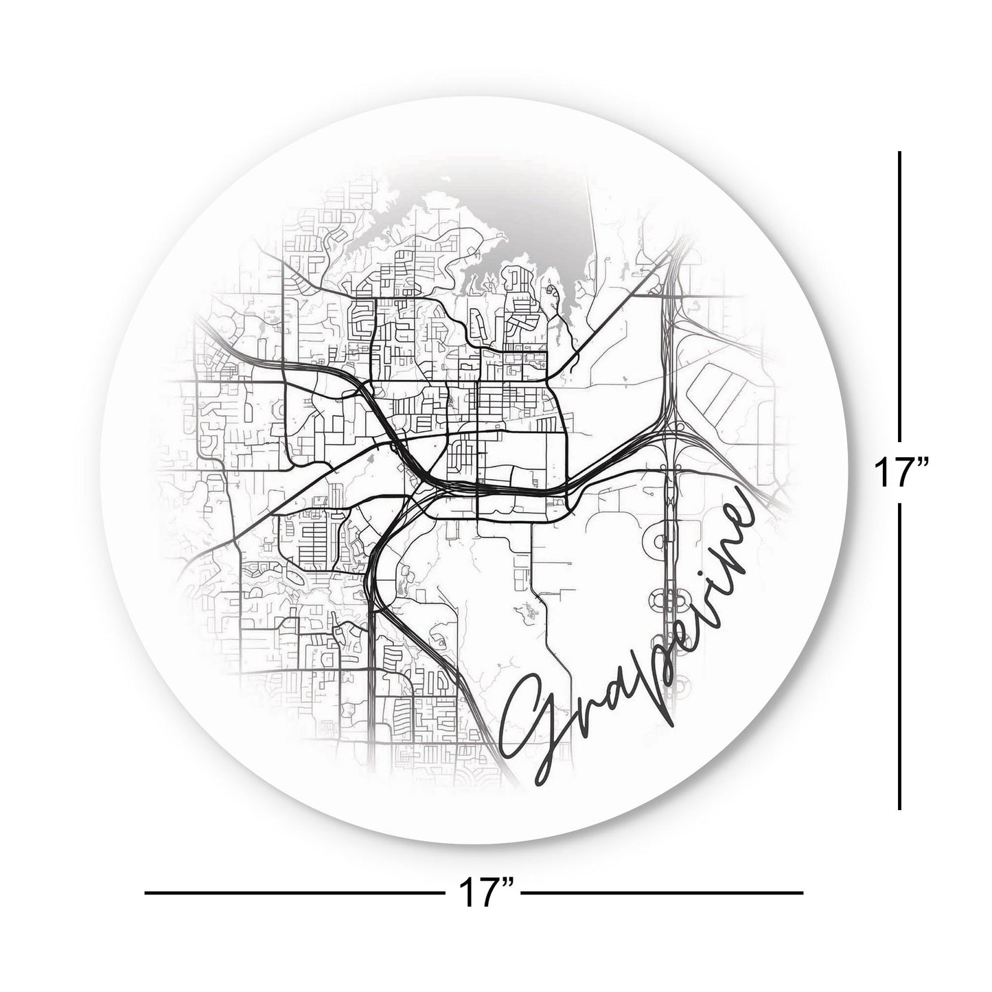 Minimalistic B&W Texas Grapevine Circle Map | Wood Sign | Eaches | Min 1