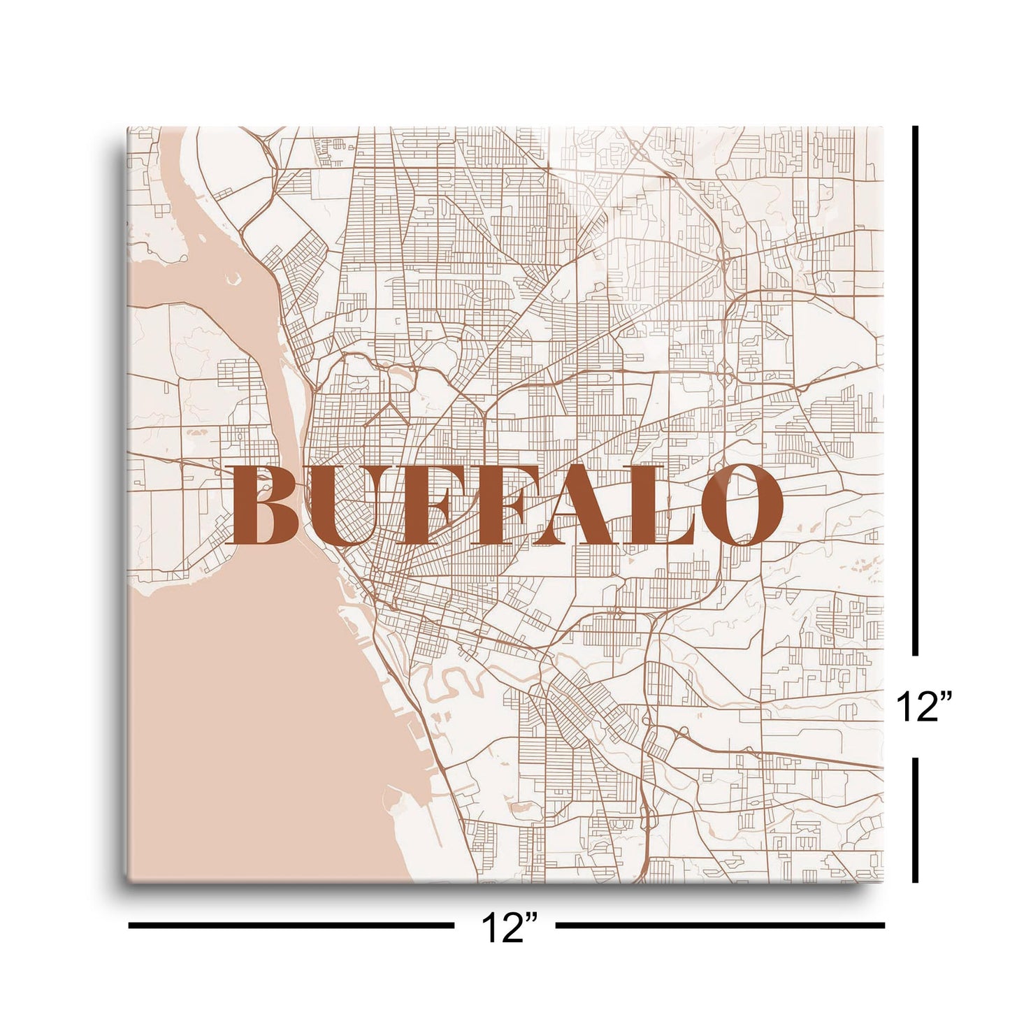 Modern Minimalist New York Buffalo Map | Hi-Def Glass Art | Eaches | Min 1