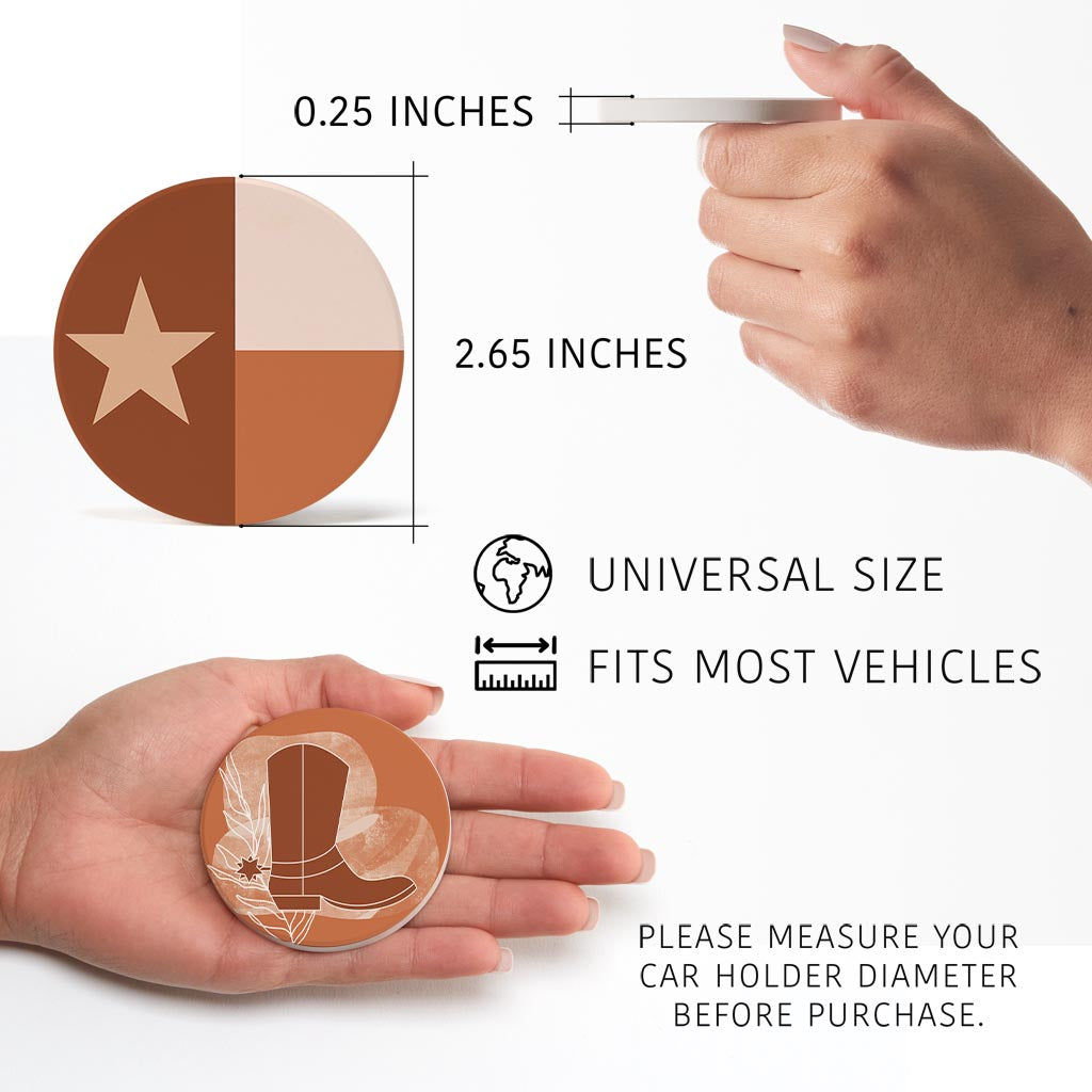 Modern Minimalist Texas Set | Absorbent Car Coasters | Set of 2 | Min 4