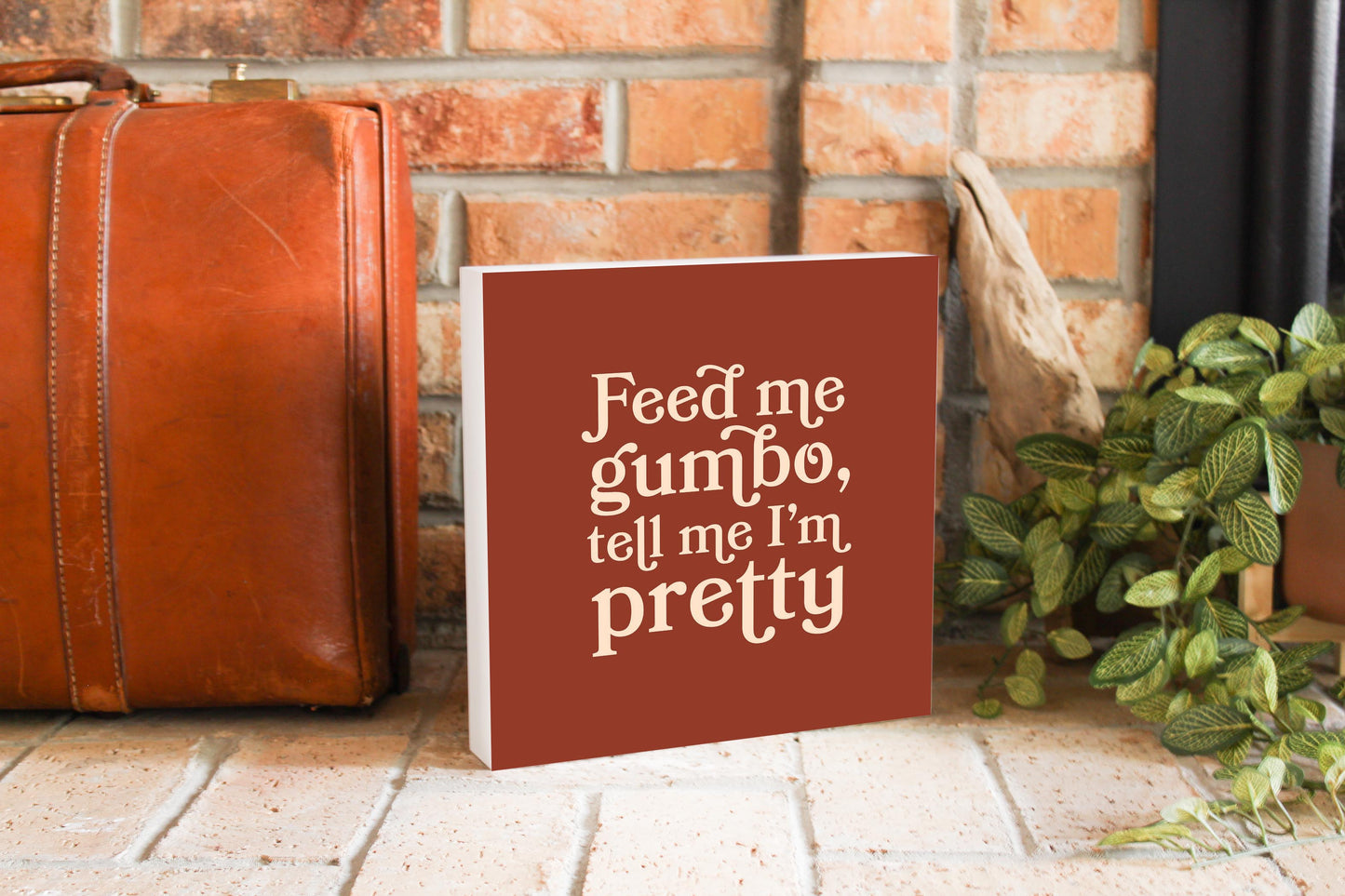Modern Minimalist Louisiana Gumbo Saying | Wood Block | Eaches | Min 2
