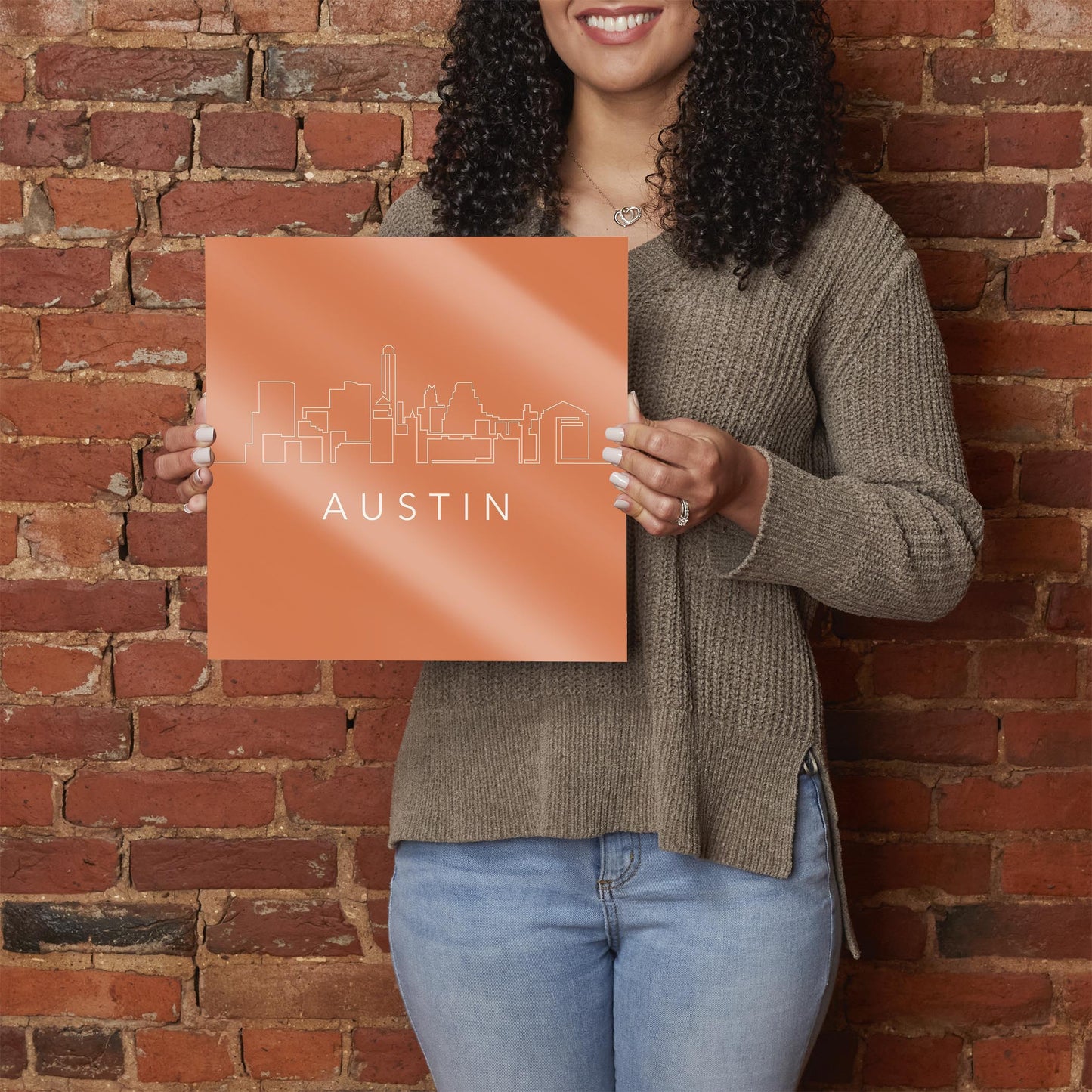Modern Minimalist Texas Austin Skyline | Hi-Def Glass Art | Eaches | Min 1