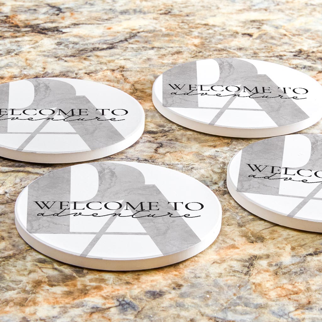 Minimalistic B&W Pennsylvania Adventure Quip | Absorbent Coasters | Set of 4 | Min 2