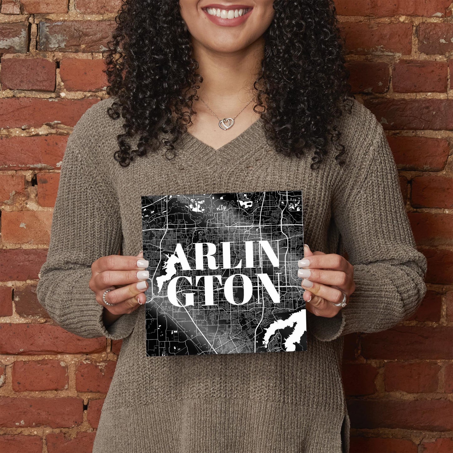 Minimalistic B&W Texas Arlington Map | Hi-Def Glass Art | Eaches | Min 2