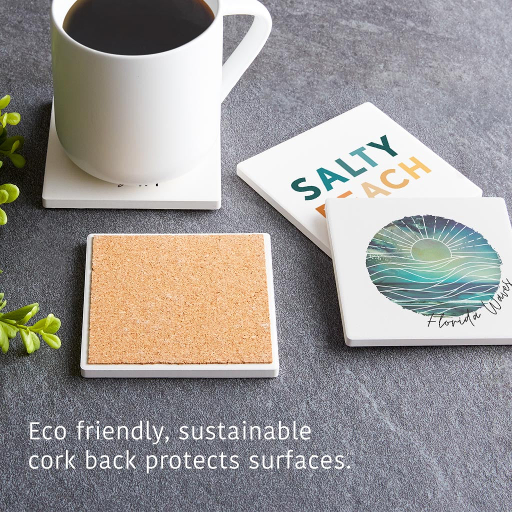 Florida Minimalistic Sayings| Absorbent Coasters | Set of 4 | Min 2