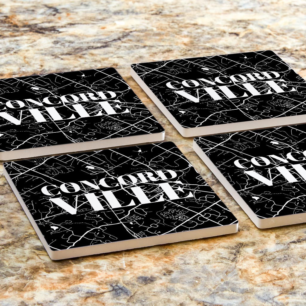 Minimalistic B&W Pennsylvania Concordville Map | Absorbent Coasters | Set of 4 | Min 2