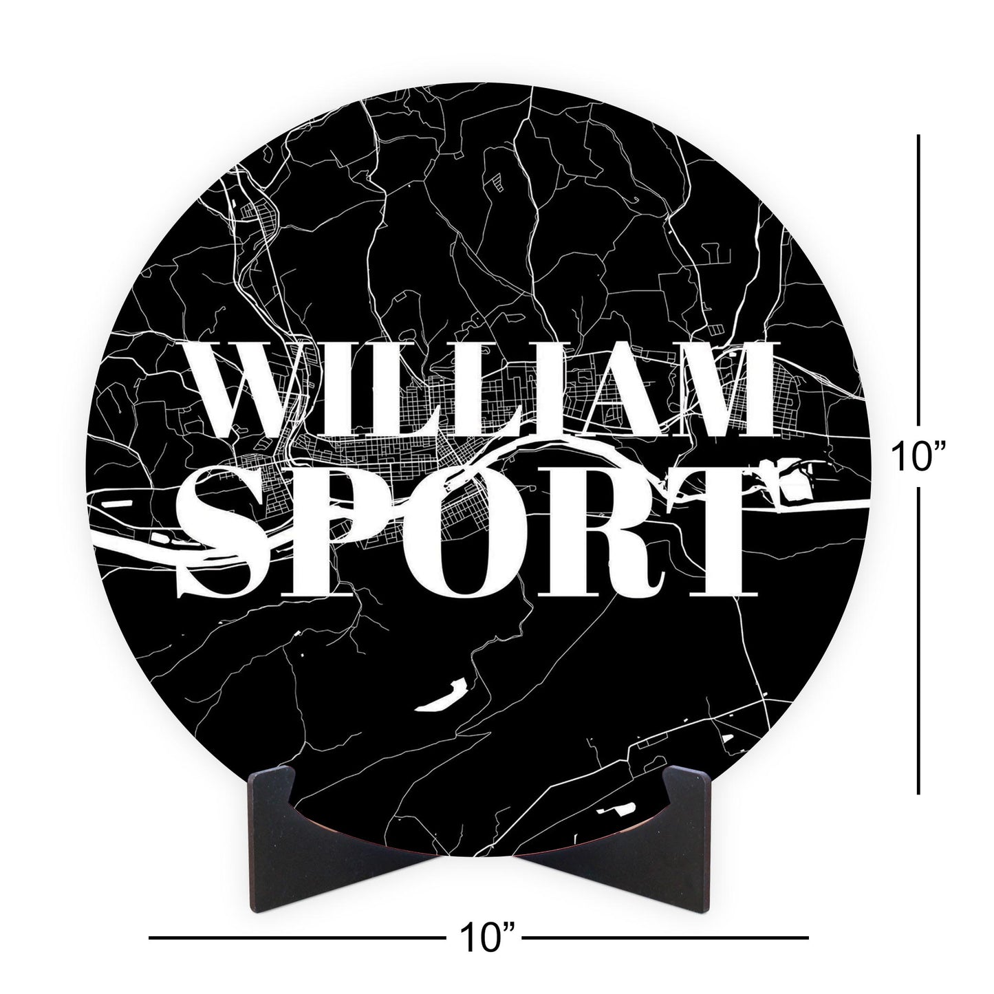 Minimalistic B&W Pennsylvania Williamsport Map | Wood Sign | Eaches | Min 1
