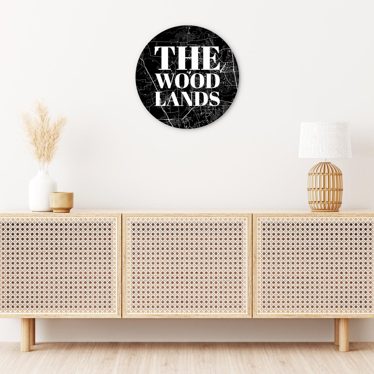 Minimalistic B&W Texas The Woodlands Map | Wood Sign | Eaches | Min 1