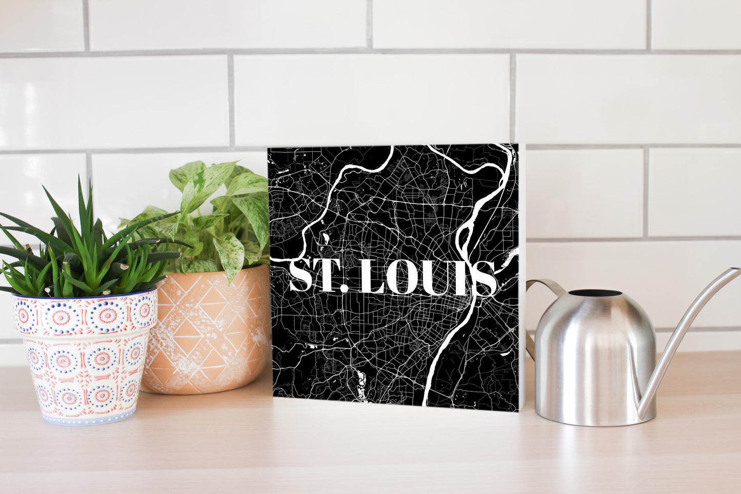 Minimalist B&W Missouri St Louis Map | Wood Block | Eaches | Min 2