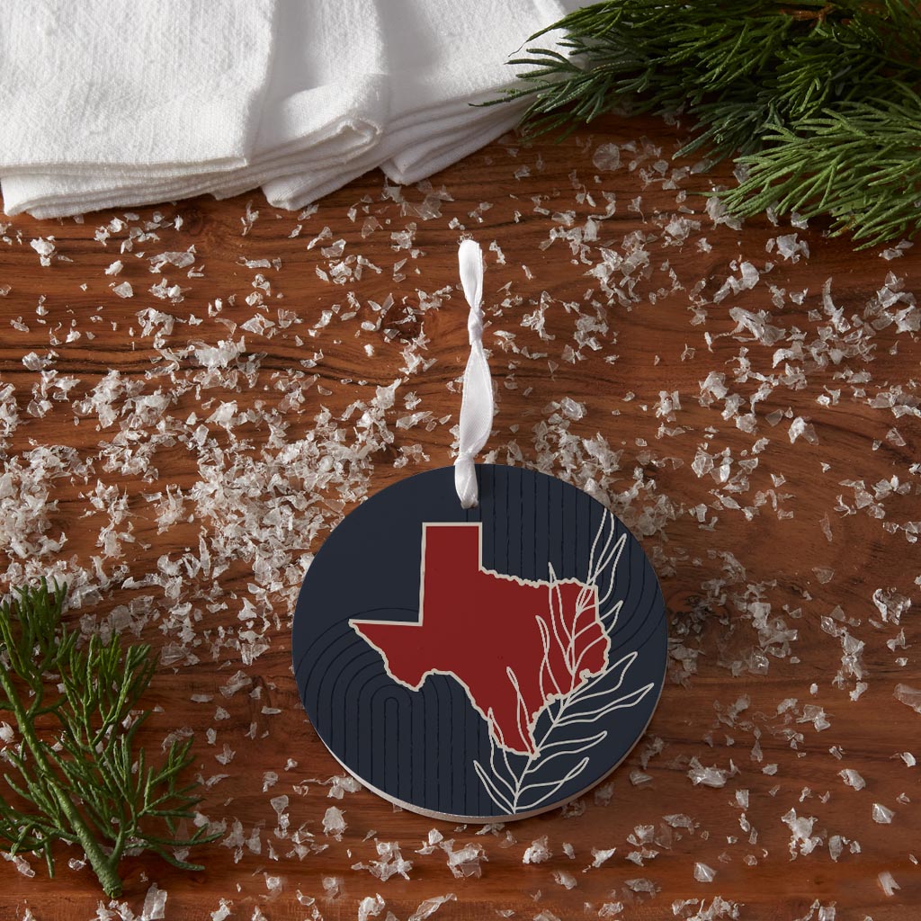 Modern Minimalist Texas Colors Shape Leaf | Wood Ornament | Eaches | Min 6
