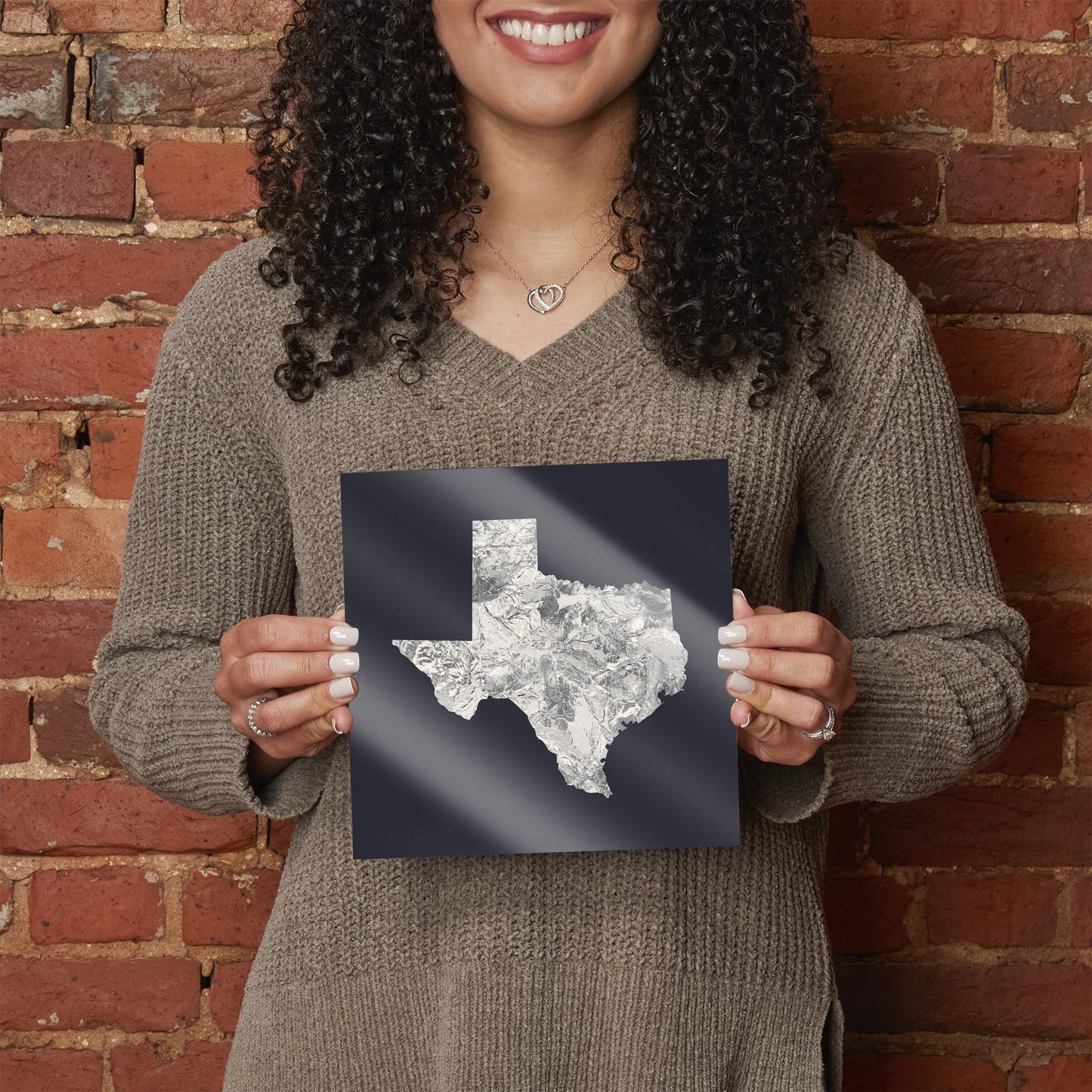 Modern Minimalist Texas Metal State Shape | Hi-Def Glass Art | Eaches | Min 2