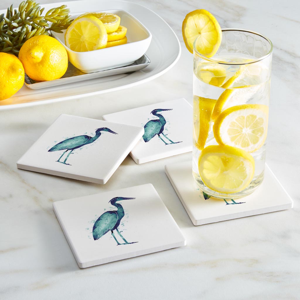 East Coast Water Color Heron | Absorbent Coasters | Set of 4 | Min 2