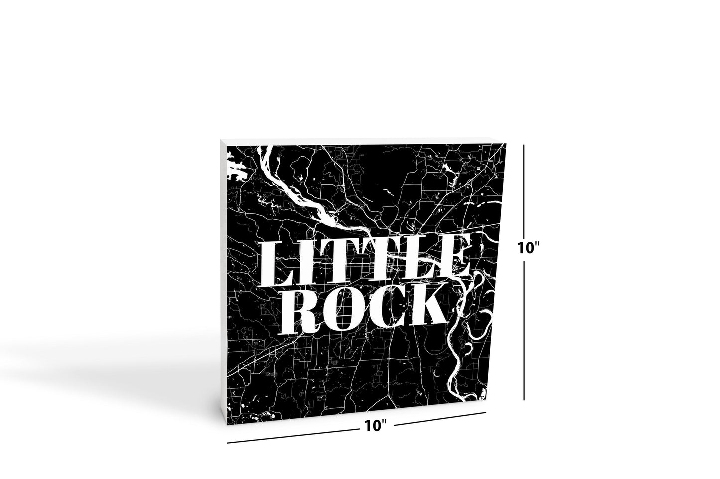 B&W Minimalist Arkansas Little Rock Map | Wood Block | Eaches | Min 2