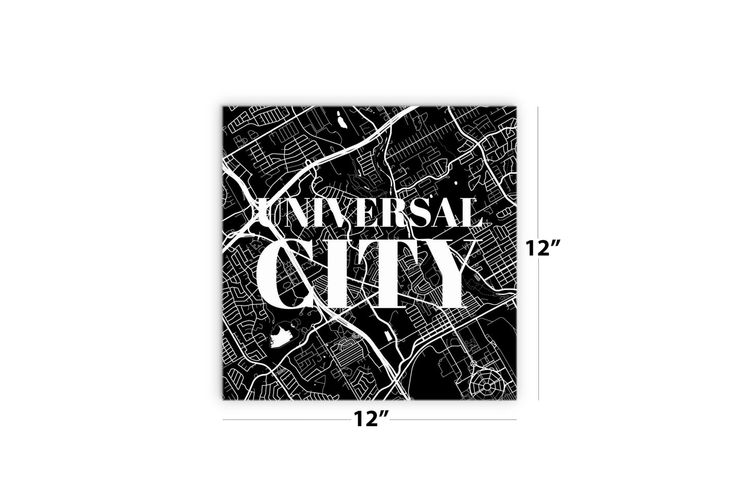 Minimalistic B&W Texas Universal City Map | Wood Sign | Eaches | Min 2