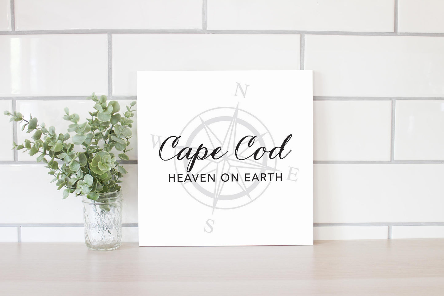 Minimalistic B&W Cape Cod Heaven On Earth | Wood Sign | Eaches | Min 2