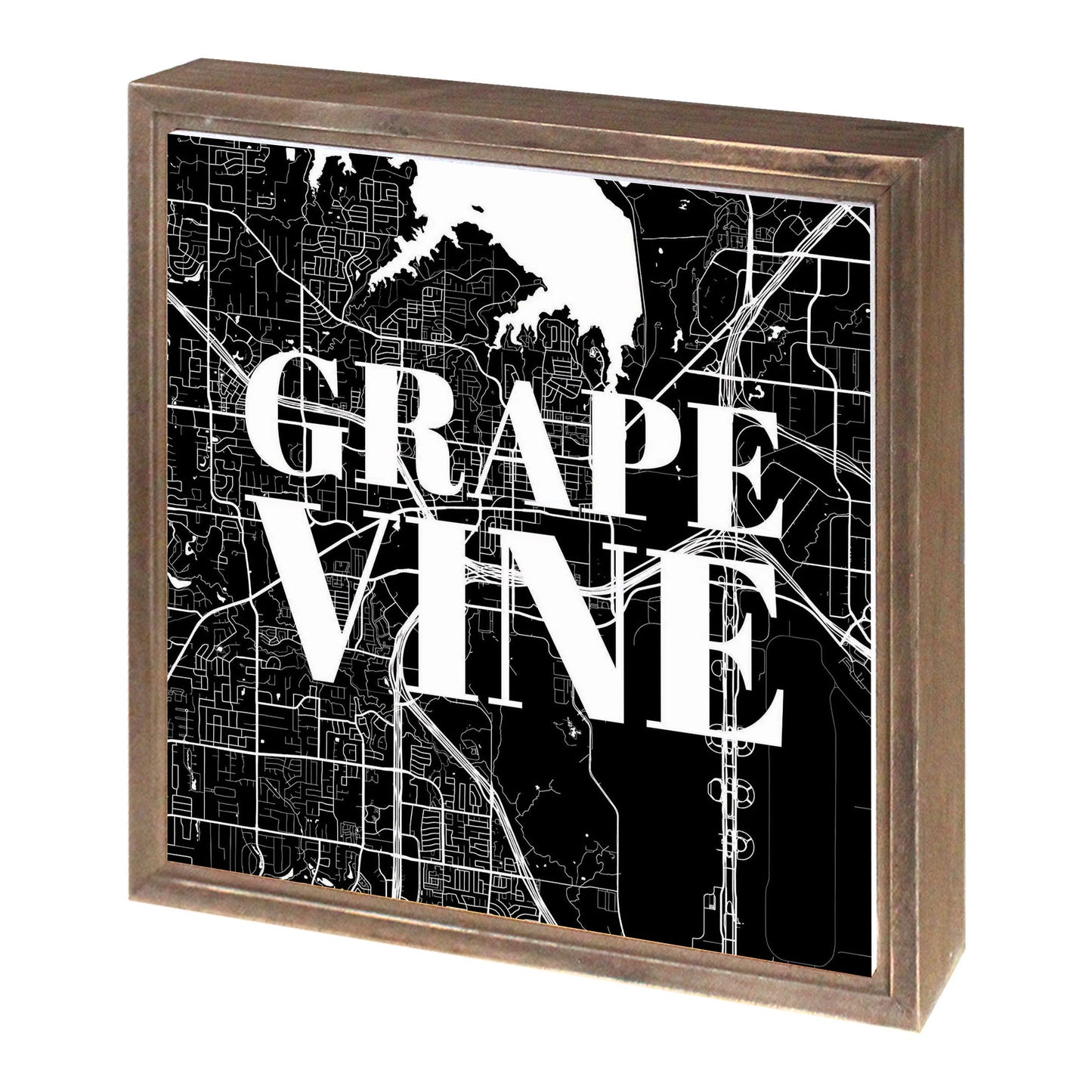 Minimalistic B&W Texas Grapevine Map | Wood Sign | Eaches | Min 1