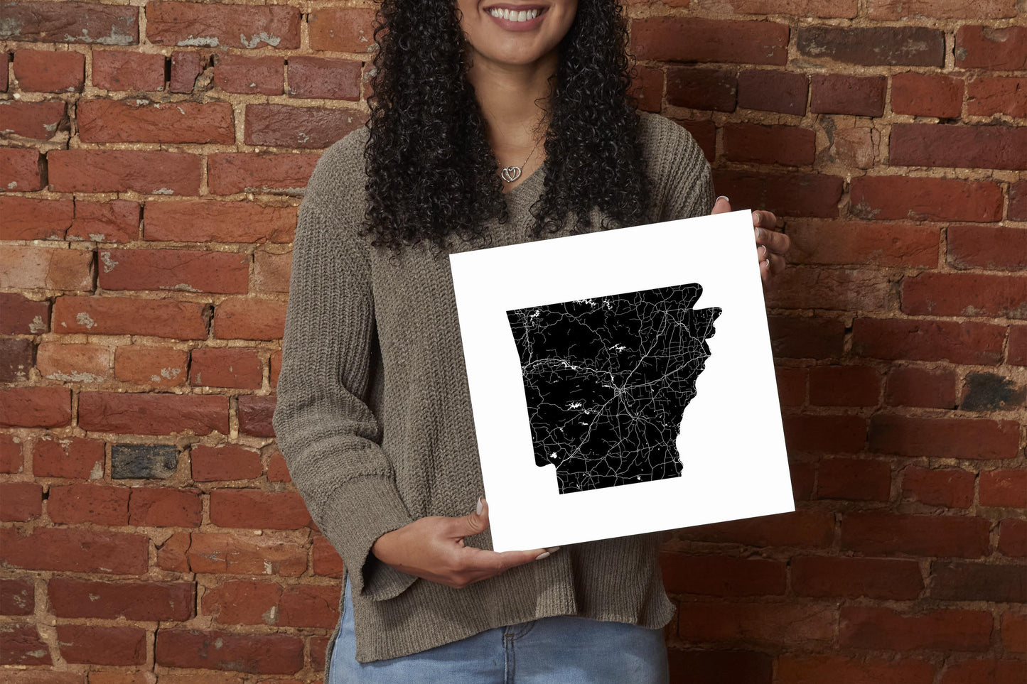 B&W Minimalist Arkansas Map | Wood Sign | Eaches | Min 2