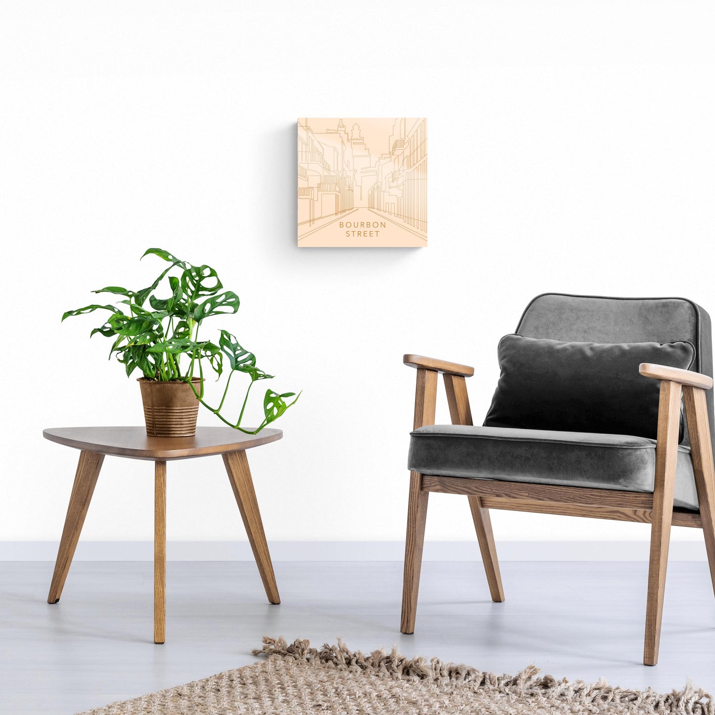 Modern Minimalist Louisiana Bourbon Street Line Drawing | Hi-Def Glass Art | Eaches | Min 1