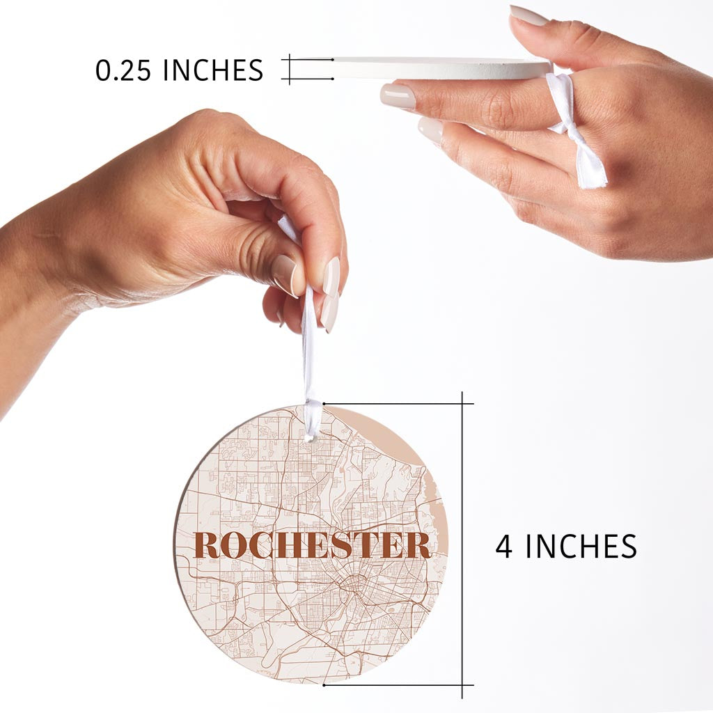 Modern Minimalist New York Rochester Map| Wood Ornament | Eaches | Min 6