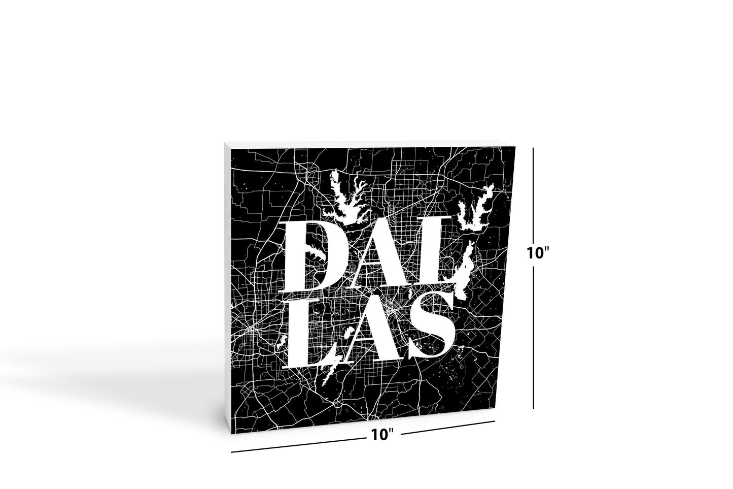 Modern Black Dallas Map | Wood Block | Eaches | Min 2