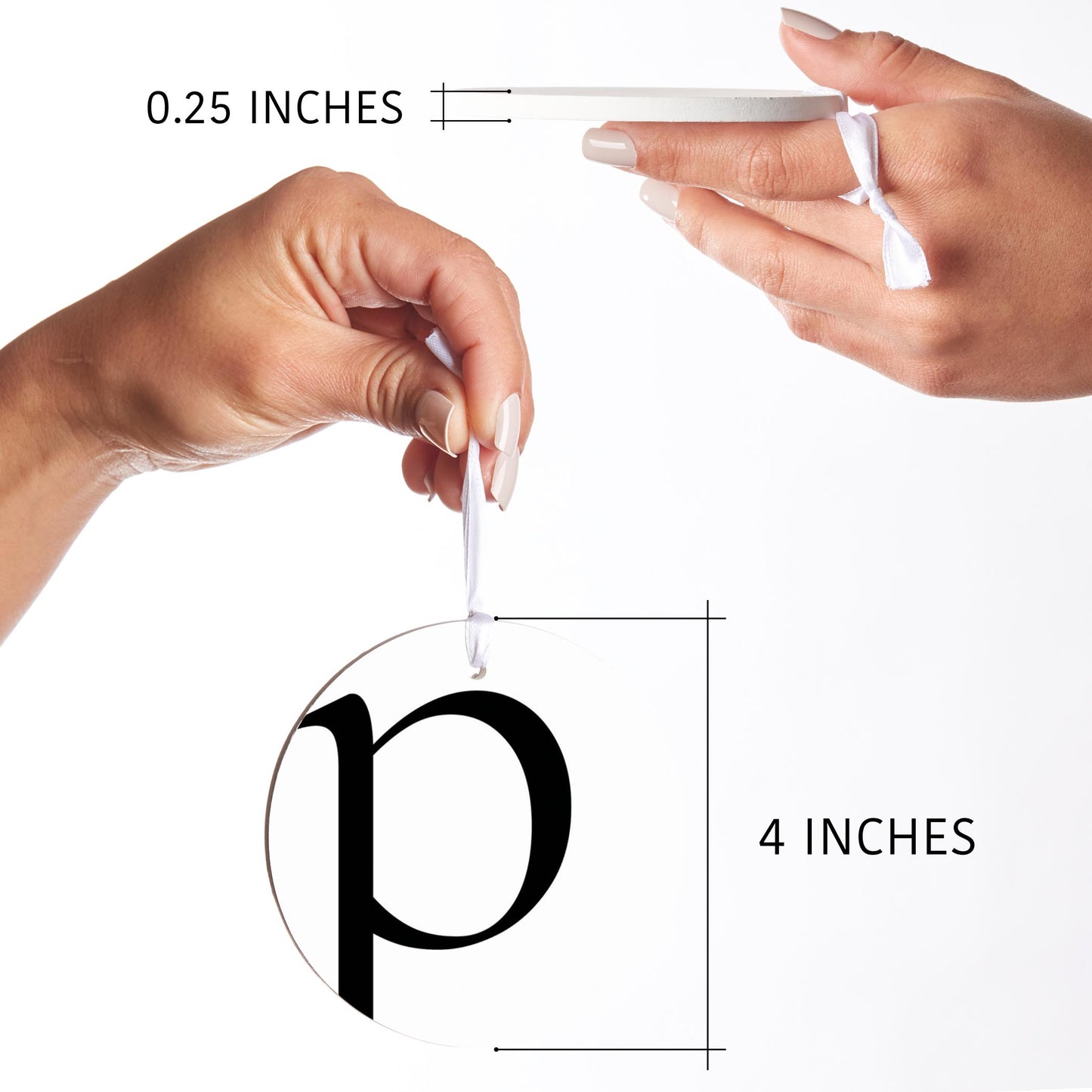 Minimalist Monogram P Circle| Wood Ornament | Eaches | Min 6