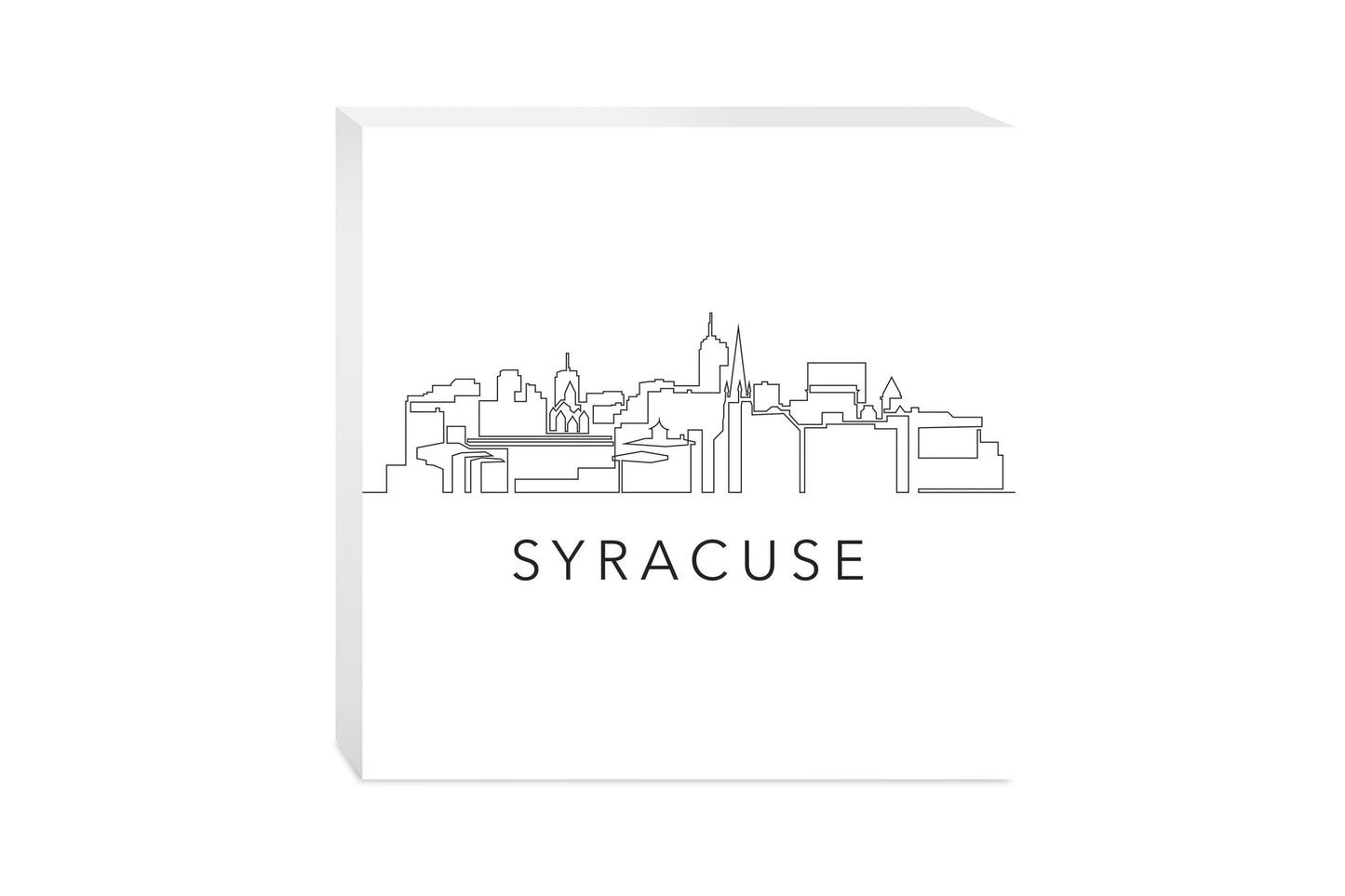 Minimalistic B&W New York Syracuse Skyline | Wood Block | Eaches | Min 2