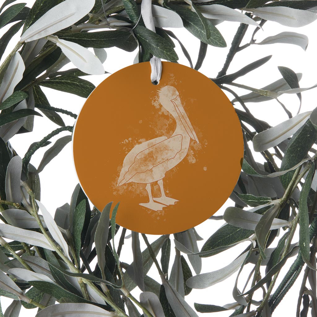 Modern Minimalist Louisiana Pelican Water Color| Wood Ornament | Eaches | Min 6