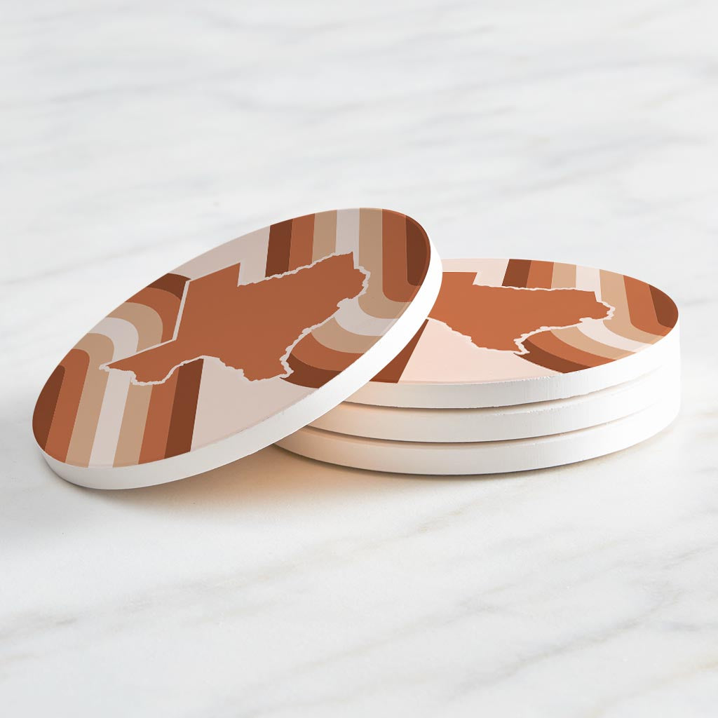 Modern Minimalist Texas State Shape Retro Lines | Absorbent Coasters | Set of 4 | Min 2