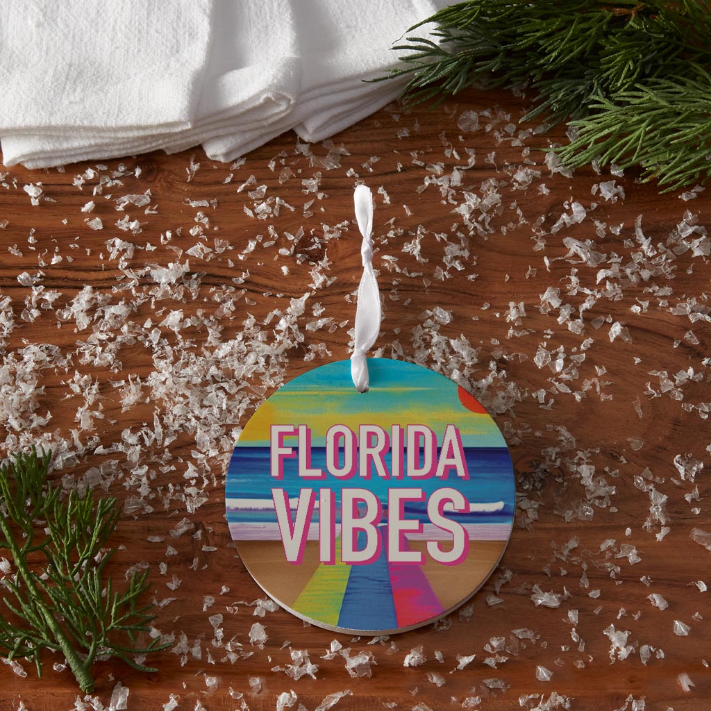 Florida Vibes| Wood Ornament | Eaches | Min 6