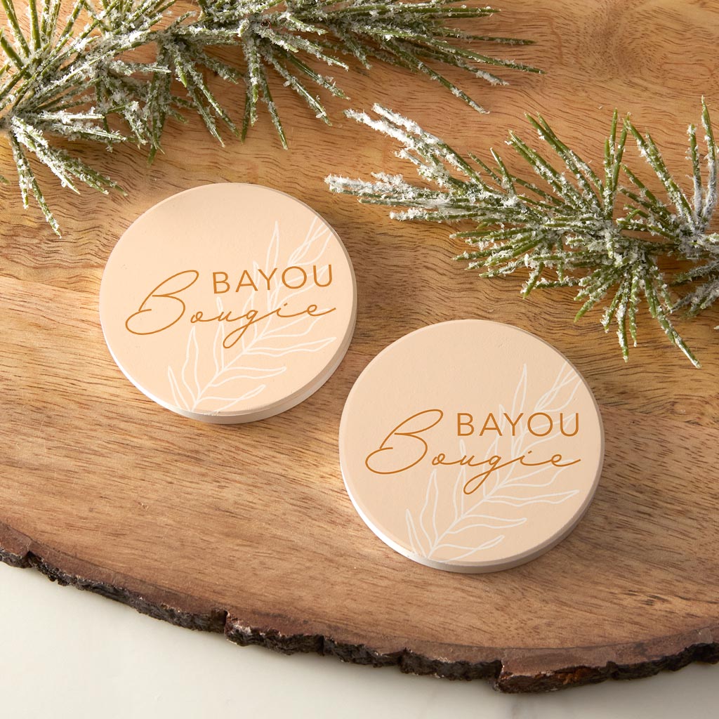 Modern Minimalist Louisiana Bayou Bougie | Absorbent Car Coasters | Set of 2 | Min 4