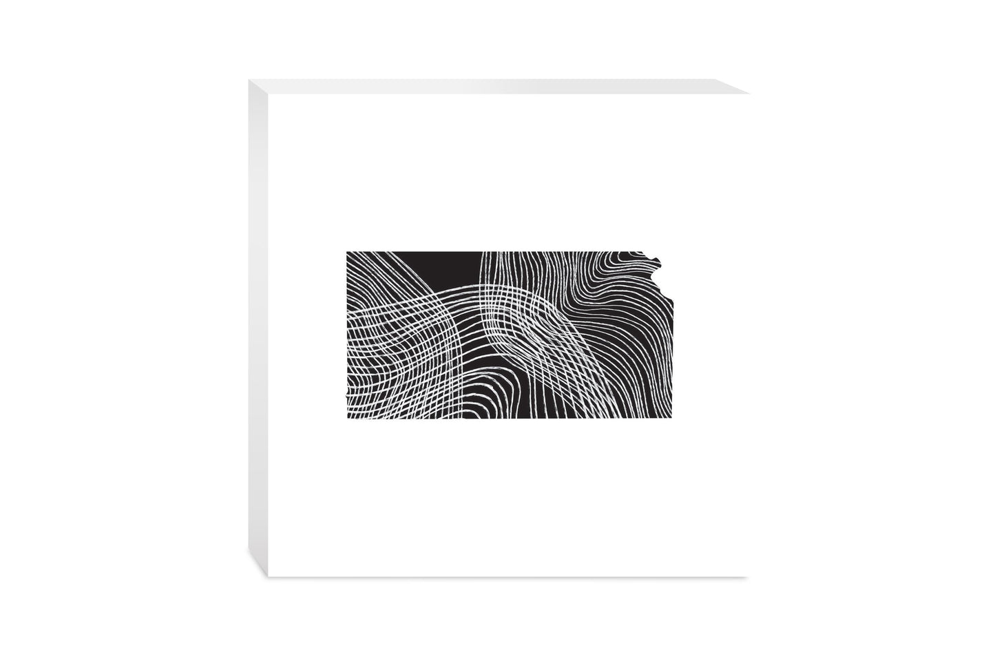 Minimalist B&W Kansas State Shape | Wood Block | Eaches | Min 2