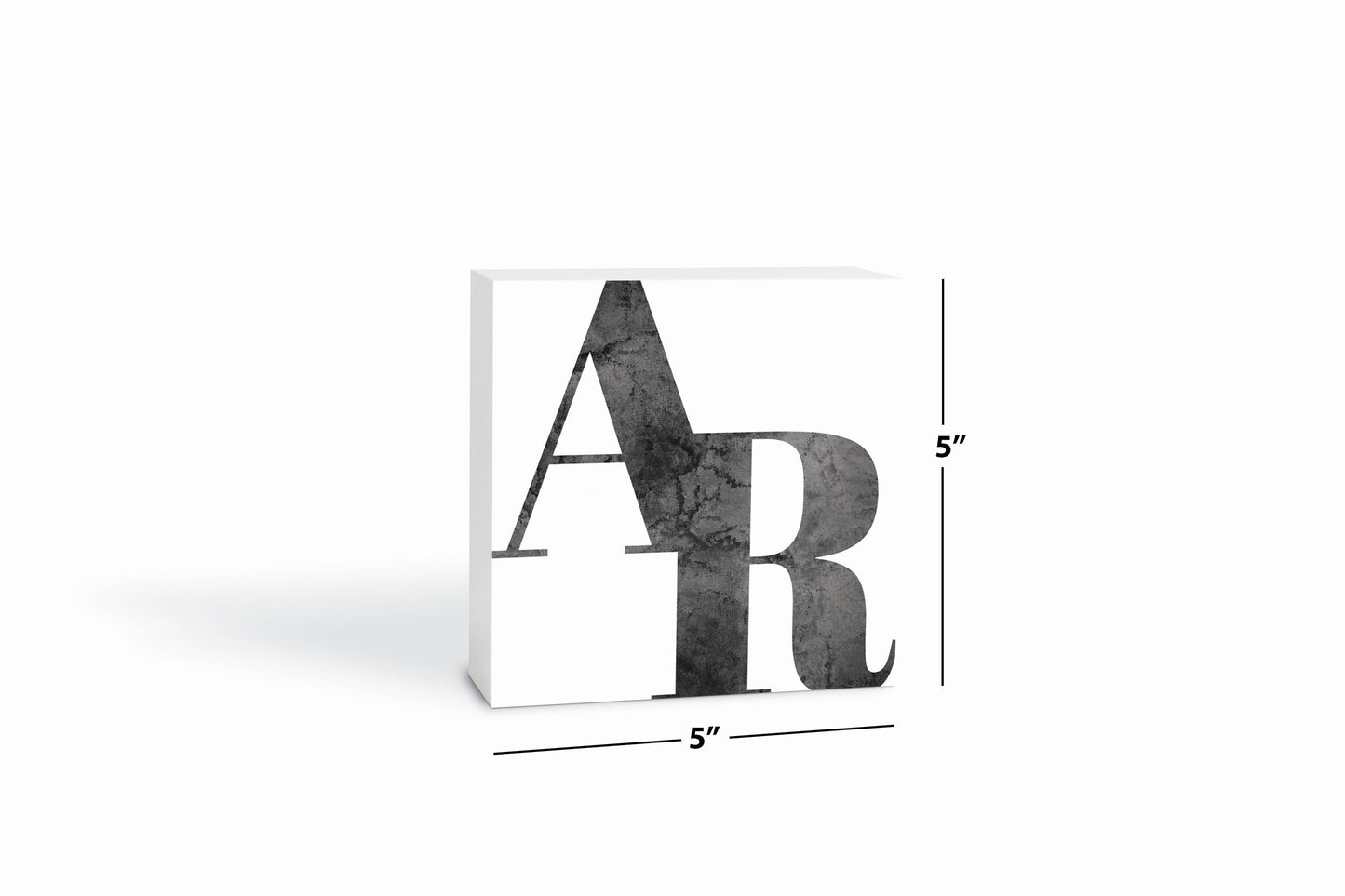 B&W Minimalist Arkansas White Initials | Wood Block | Eaches | Min 4