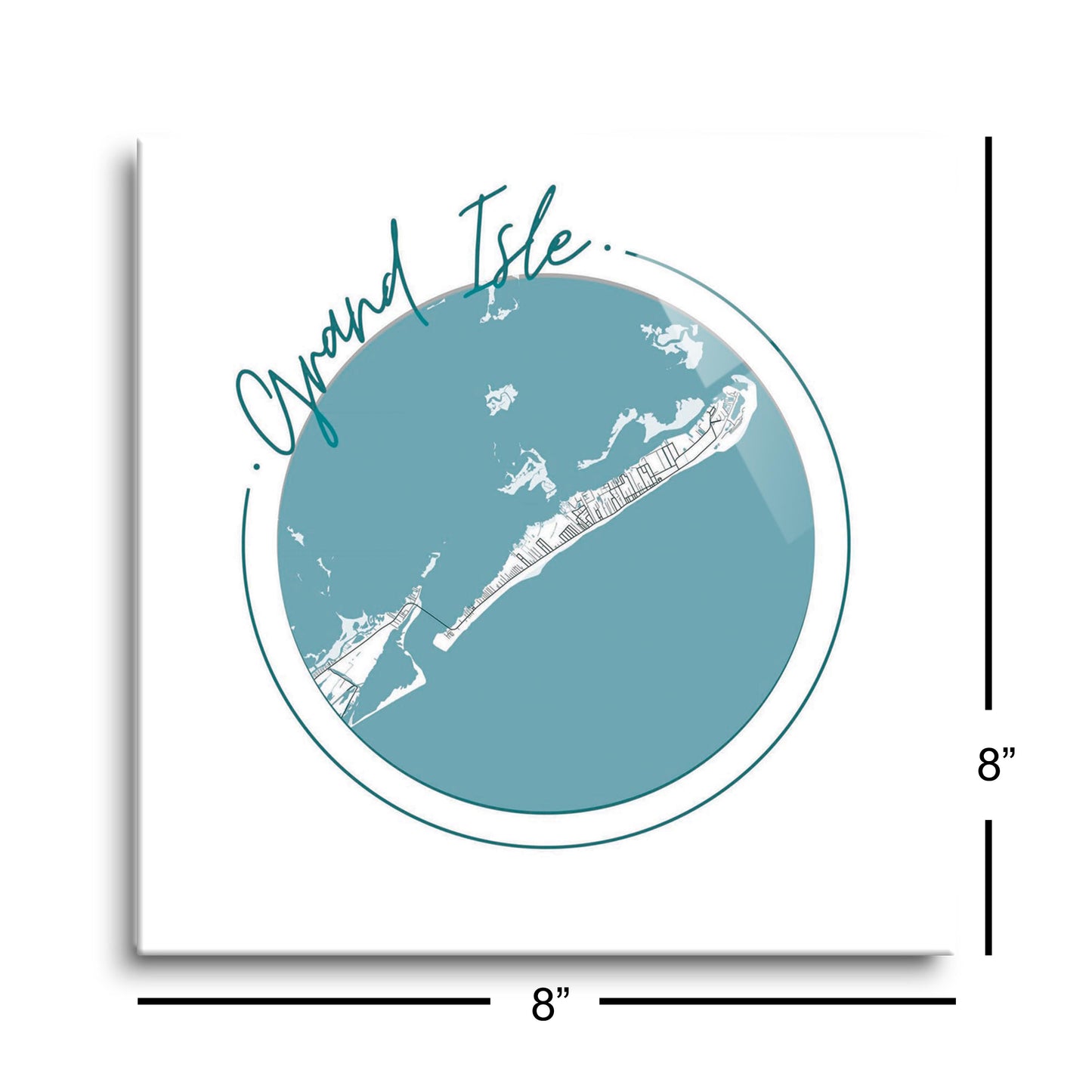 Blue White Grand Isle Circle Map | Hi-Def Glass Art | Eaches | Min 2