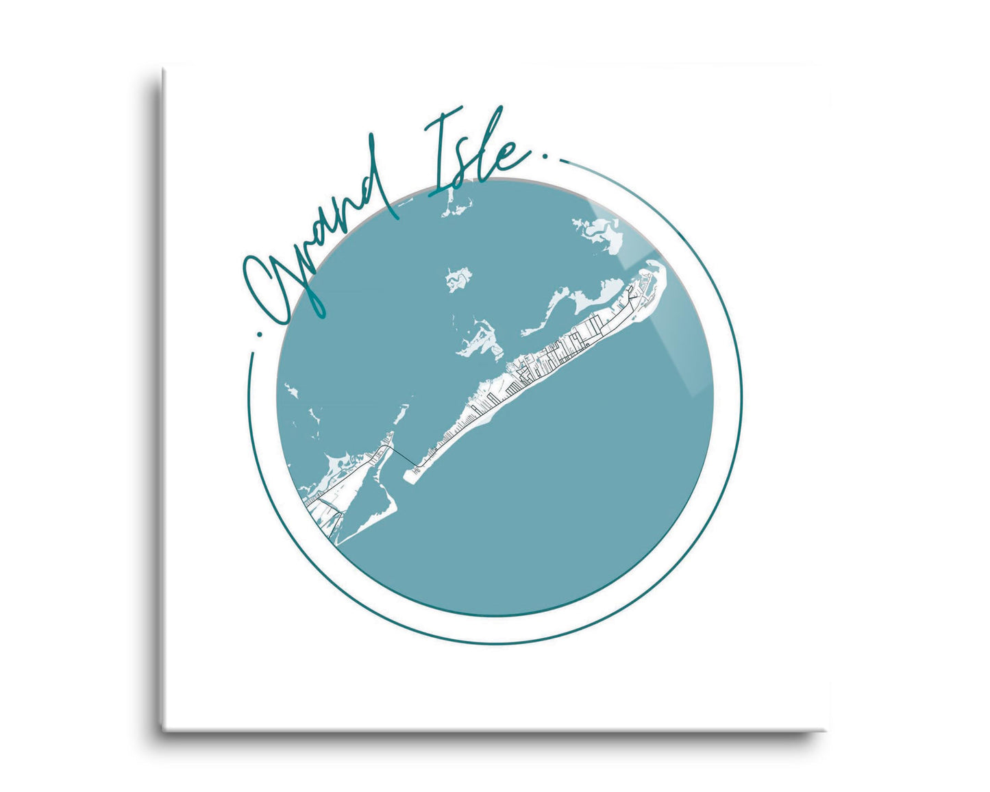Blue White Grand Isle Circle Map | Hi-Def Glass Art | Eaches | Min 2