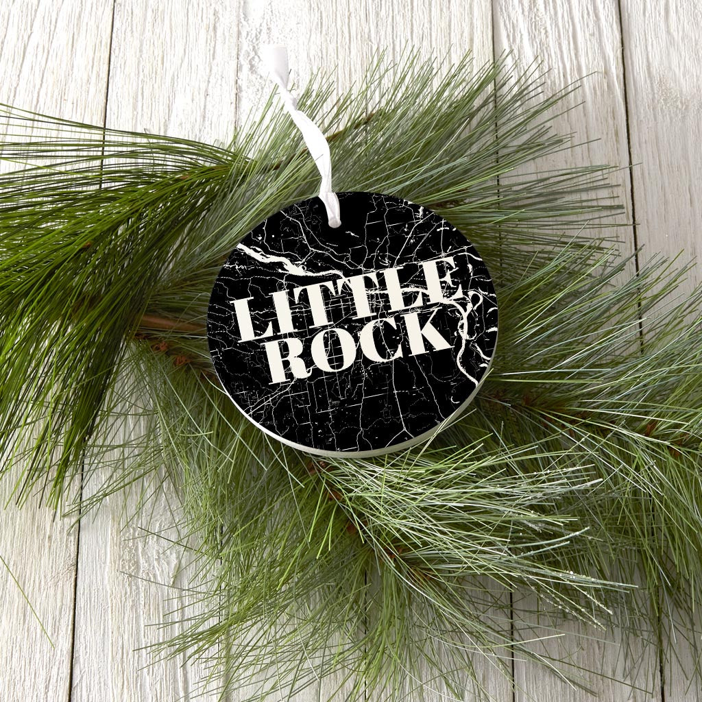 B&W Minimalist Arkansas Little Rock Map | Wood Ornament | Eaches | Min 6