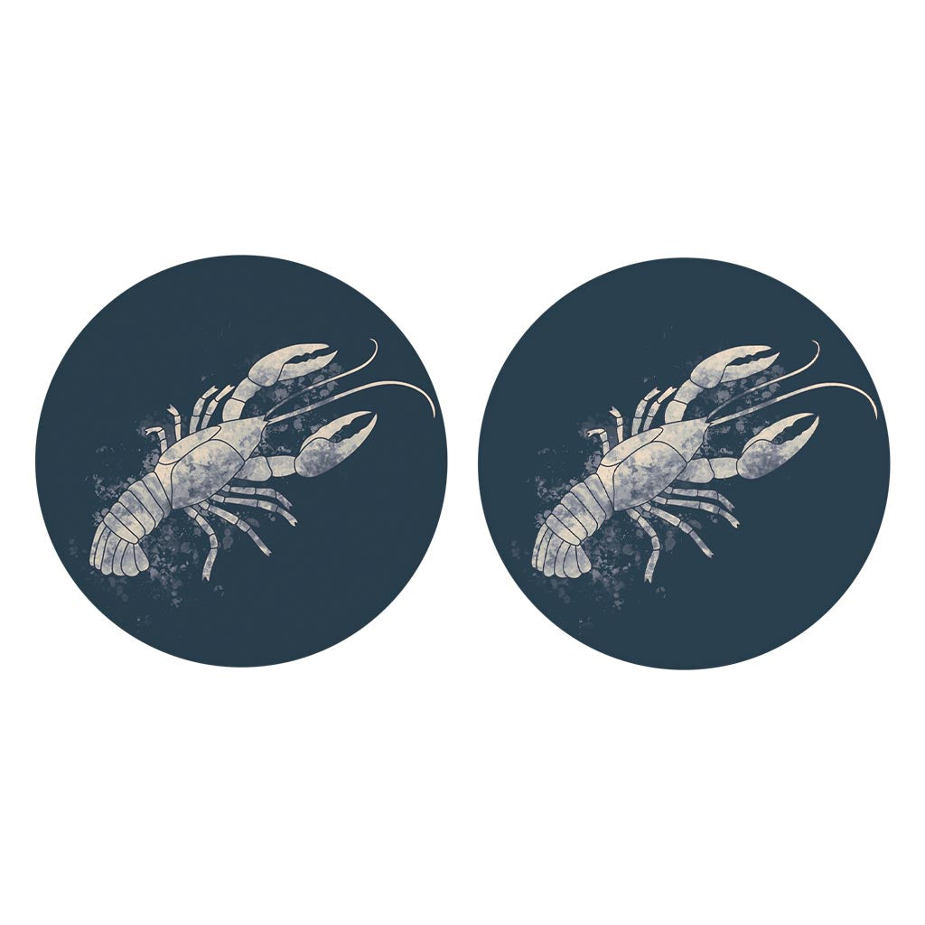 Louisiana Colorful Water Color Crawfish | Absorbent Car Coasters | Set of 2 | Min 4