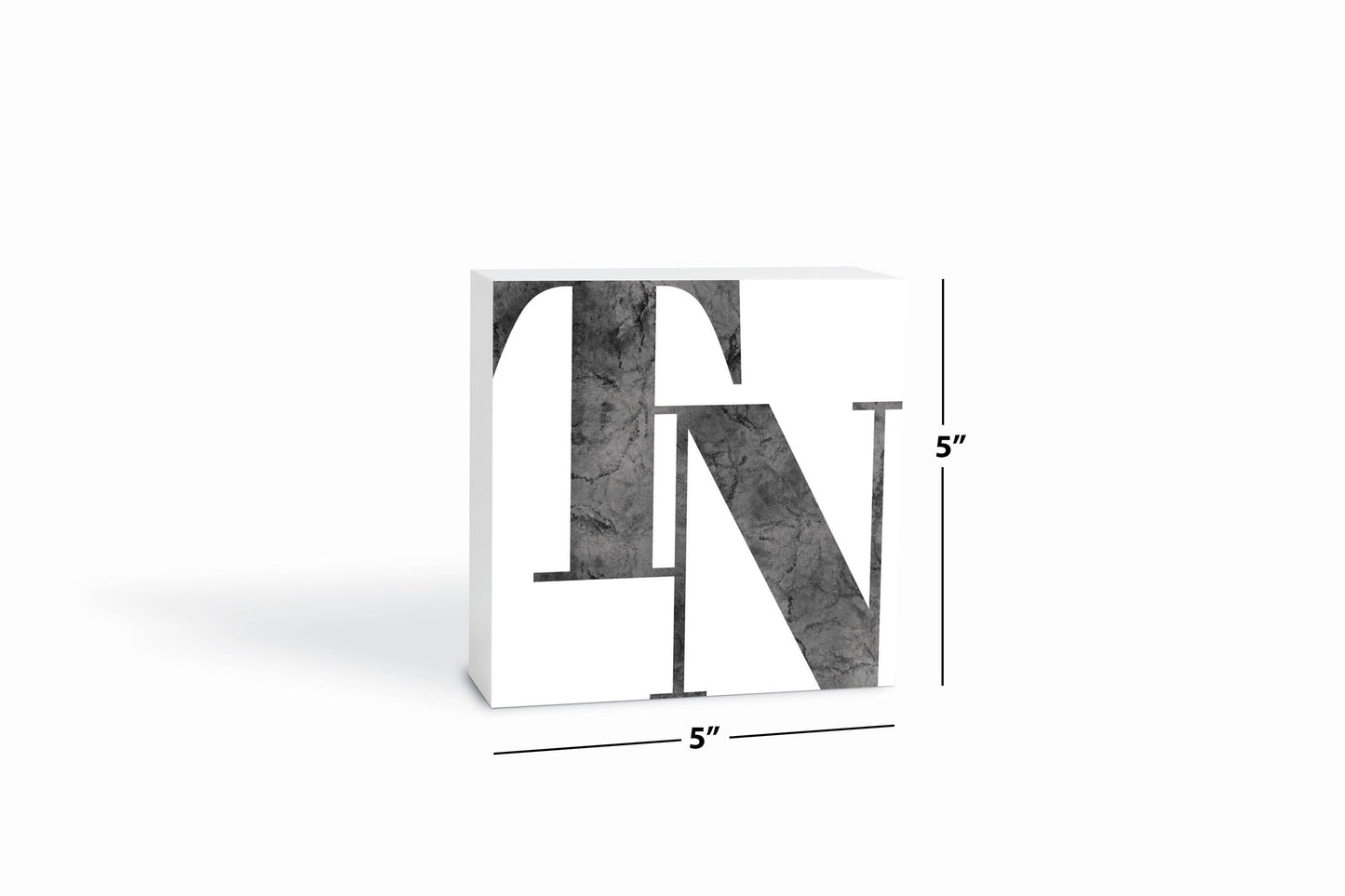 Minimalist B&W Tennessee White Initials | Wood Block | Eaches | Min 4