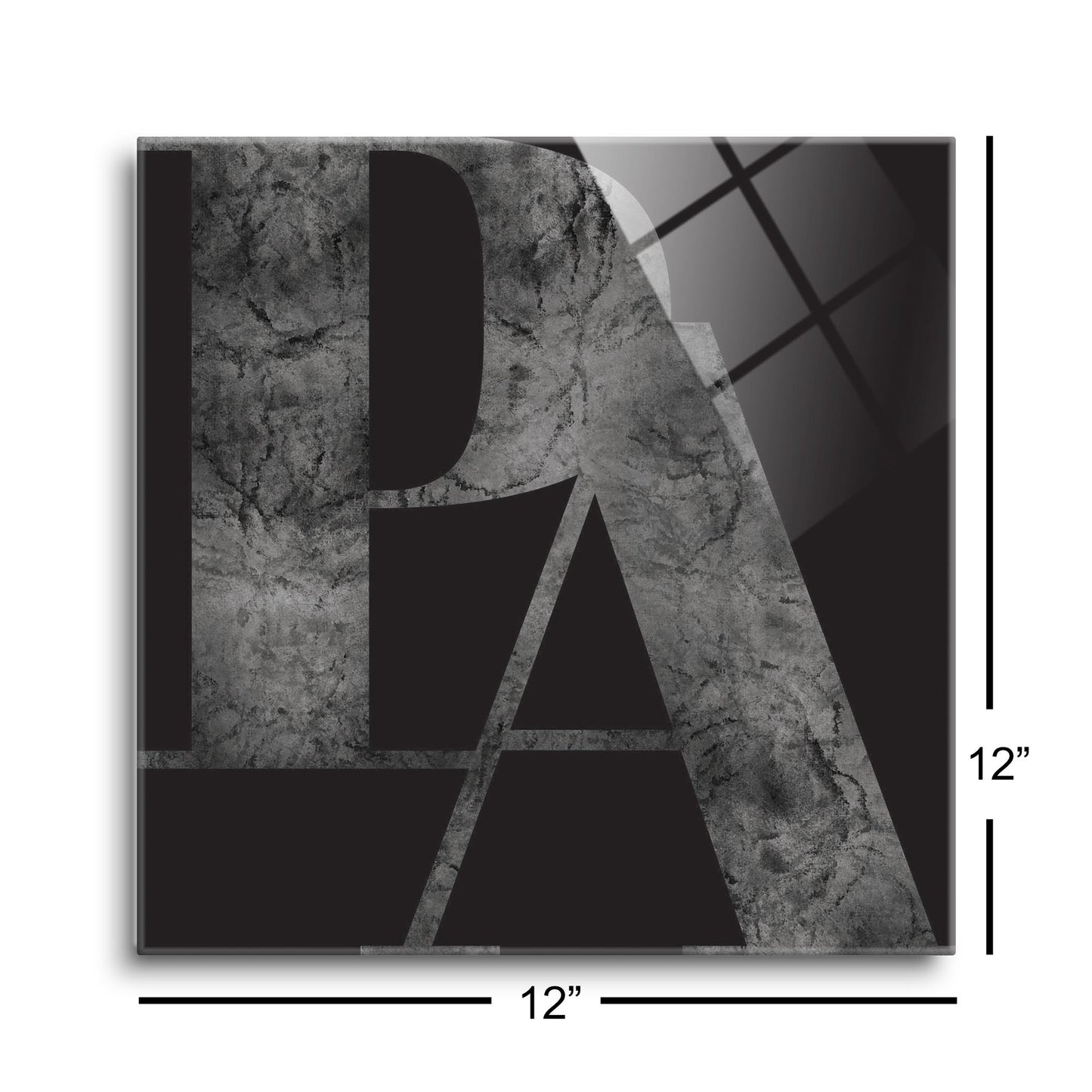 Minimalistic B&W Pennsylvania Black Initials | Hi-Def Glass Art | Eaches | Min 1