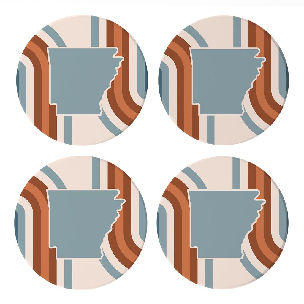 Modern Minimalist Arkansas Retro State Shape | Absorbent Coasters | Set of 4 | Min 2