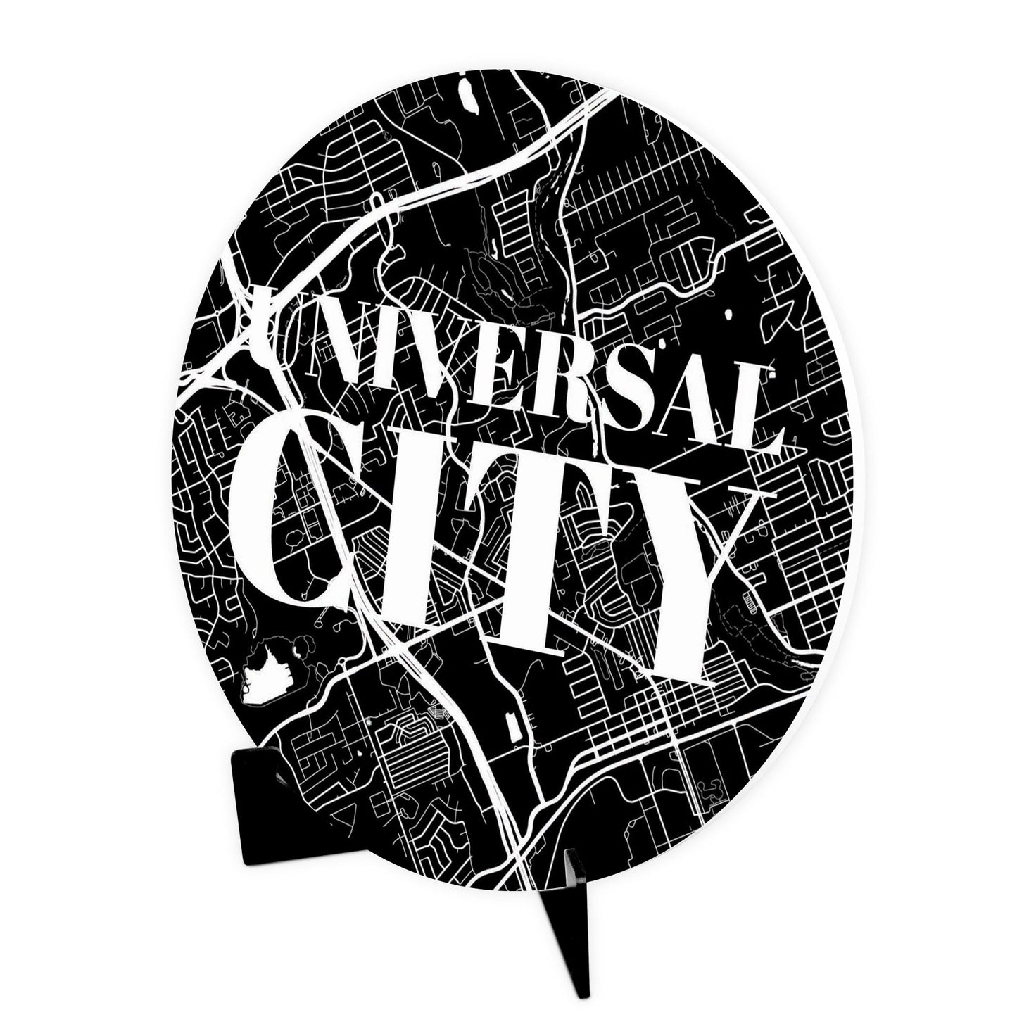 Minimalistic B&W Texas Universal City Map | Wood Sign | Eaches | Min 1