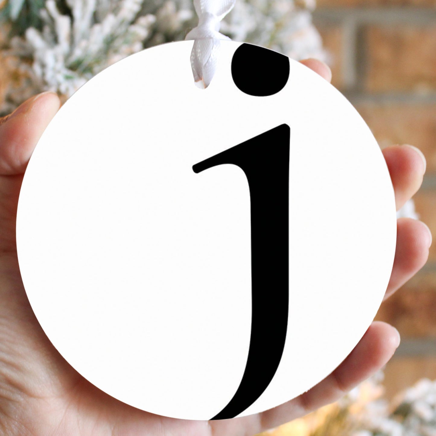 Minimalist Monogram J| Wood Ornament | Eaches | Min 6