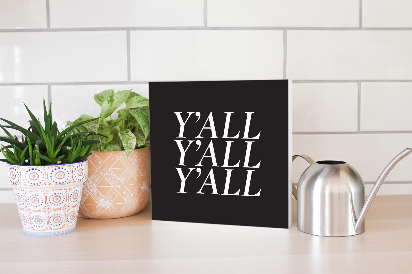 Minimalistic B&W Texas Yall | Wood Block | Eaches | Min 2