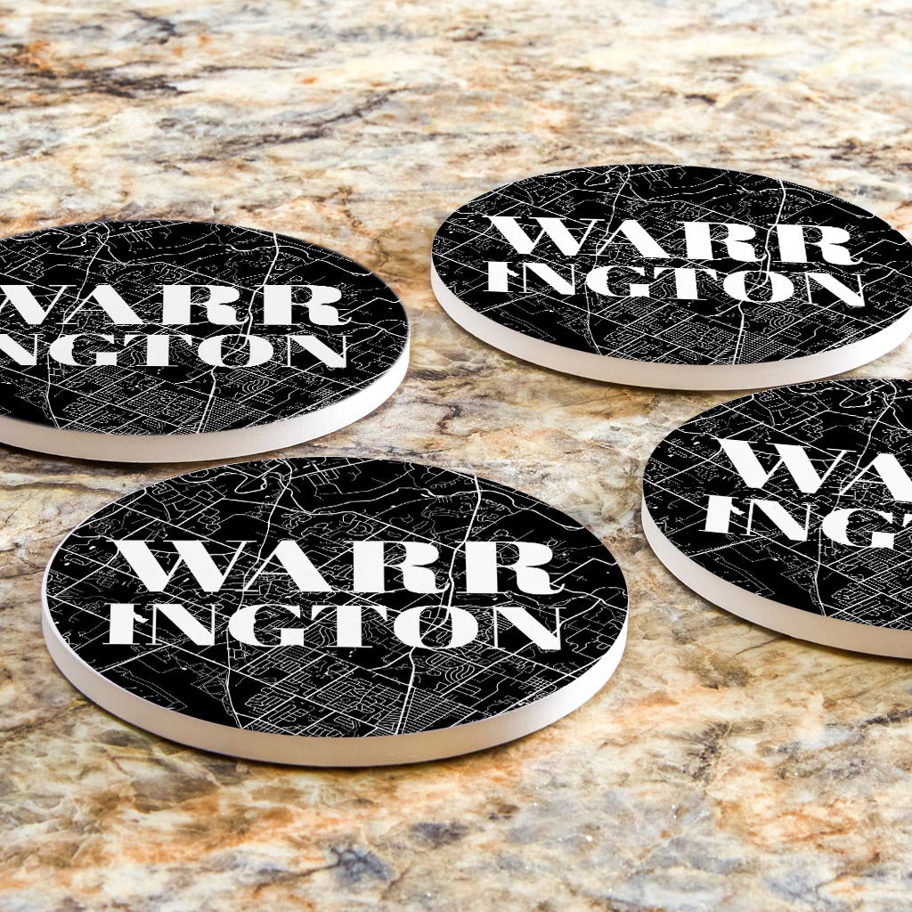 Minimalistic B&W Pennsylvania Warrington Map | Absorbent Coasters | Set of 4 | Min 2