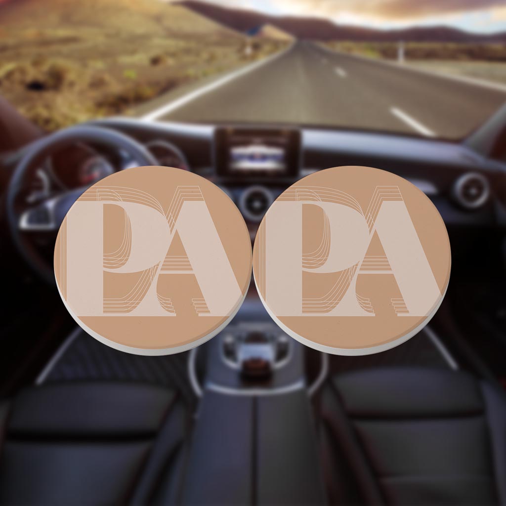 Modern Minimalist Pennsylvania Pa Initials Light | Absorbent Car Coasters | Set of 2 | Min 4