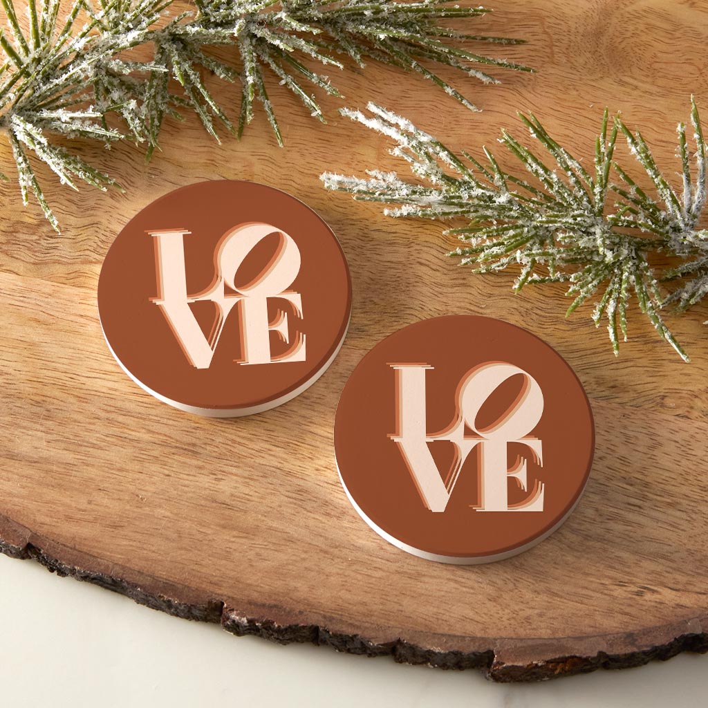 Modern Minimalist Pennsylvania Love Dark | Absorbent Car Coasters | Set of 2 | Min 4