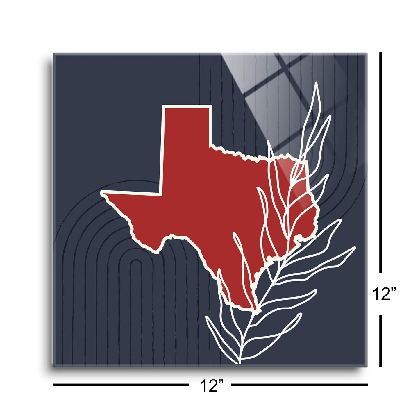 Modern Minimalist Texas Colors Shape Leaf | Hi-Def Glass Art | Eaches | Min 1