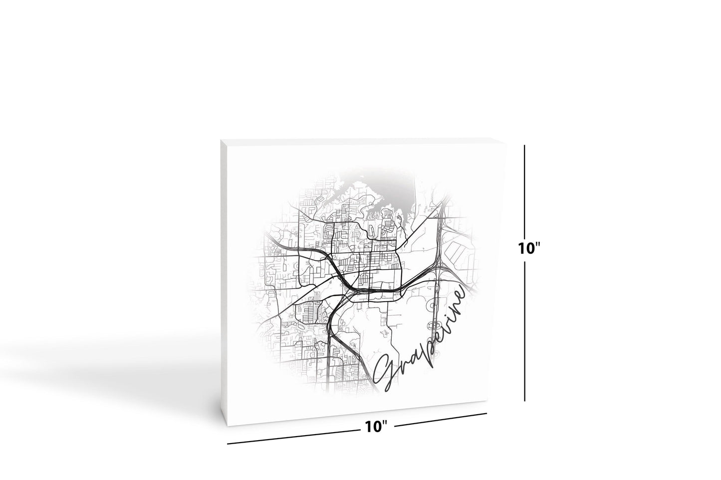 Minimalistic B&W Texas Grapevine Circle Map | Wood Block | Eaches | Min 2