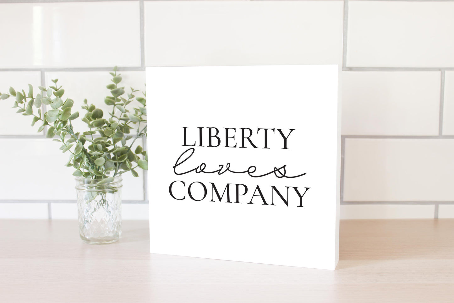 Minimalistic B&W Pennsylvania Liberty Quip | Wood Block | Eaches | Min 2