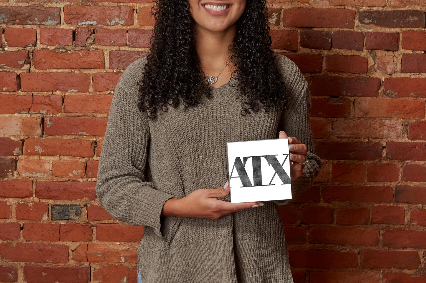 Minimalistic B&W Texas Austin White Initials | Wood Block | Eaches | Min 4