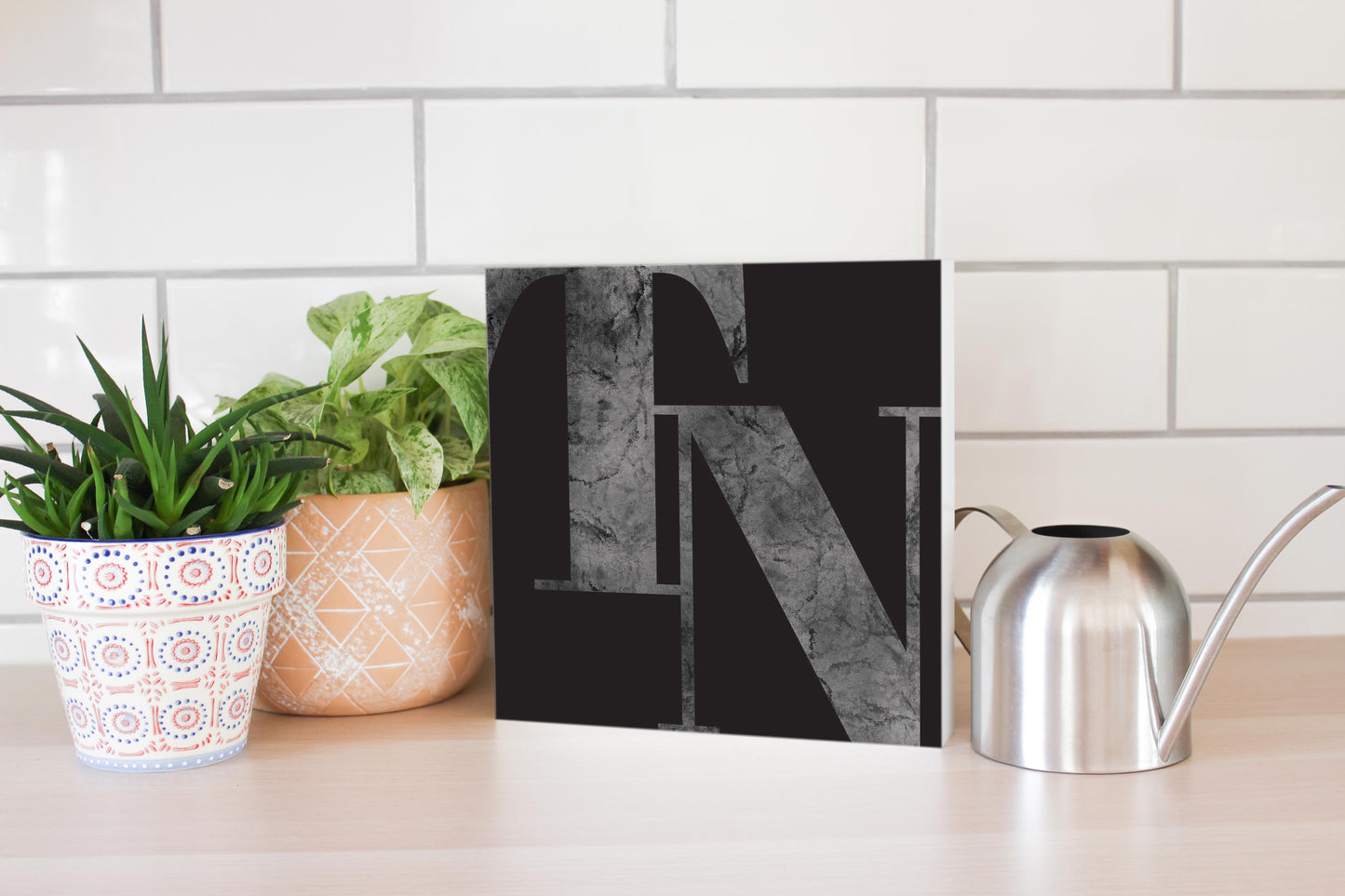 Minimalist B&W Tennessee Black Initials | Wood Block | Eaches | Min 2